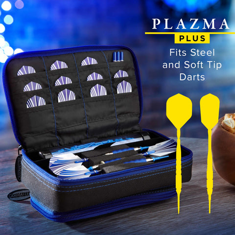 Image of Casemaster Plazma Plus Dart Case Black with Sapphire Zipper and Phone Pocket