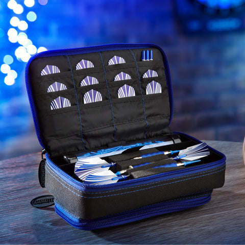 Image of Casemaster Plazma Plus Dart Case Black with Sapphire Zipper and Phone Pocket