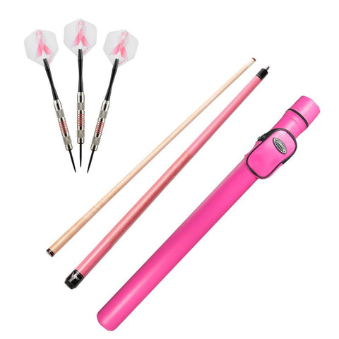 Image of Fat Cat Breast Cancer Steel Tip Dart Set 20 Grams, Viper Pink Lady Cue, and Casemaster Q-Vault Supreme Pink Cue Case