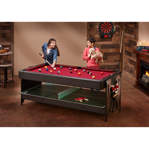 Image of Fat Cat Original 3-in-1 7' Pockey Multi-Game Table Red