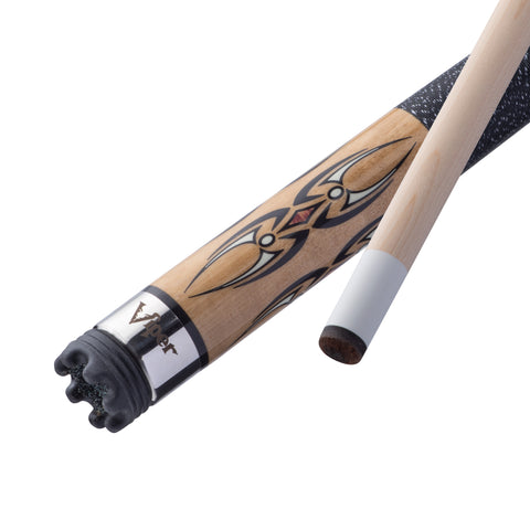 Image of Viper Sinister Series Cue with Black and White Wrap and Brown Stain