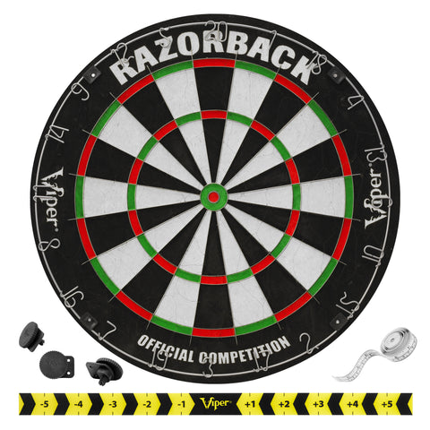 Image of Viper Razorback Sisal Dartboard, Hudson Mahogany Cabinet, Padded Mat & Black Mariah Steel Tip Darts