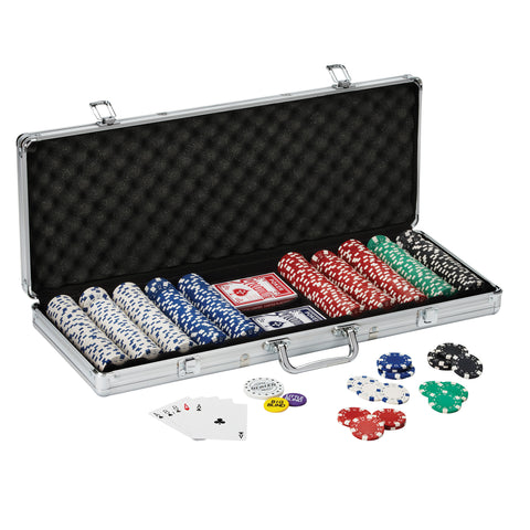 Image of Fat Cat Texas Hold'em Table, 4-Deck Card Shoe, 500 Poker Chip Set, 2 Acrylic Chip Trays & Dice Cup Set