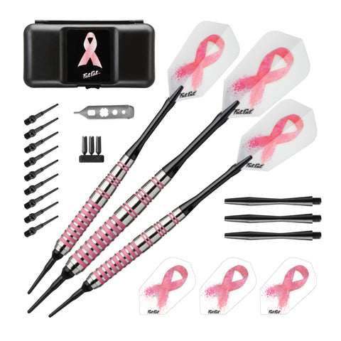Image of Fat Cat Pink Lady Soft Tip Darts 16 Grams and Casemaster Q-Vault Supreme Pink Cue Case