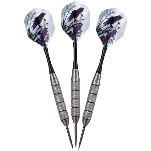 Image of Viper Metropolitan Mahogany Steel Tip Dartboard Cabinet, Viper Dead-On Bristle Dartboard, Viper Underground Raven Steel Tip Darts 25 Grams, and Viper Dart Laser Line