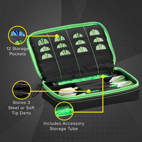 Image of Casemaster Plazma Dart Case Black with Green Zipper