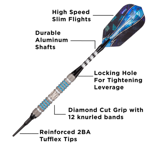 Image of Viper Astro 80% Tungsten Soft Tip Darts Blue Rings 16 Grams