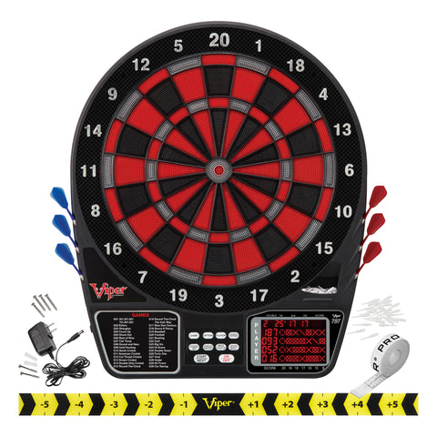 Image of Viper 797 Electronic Dartboard, Metropolitan Cinnamon Cabinet, Laser Throw Line & Shadow Buster Dartboard Light Bundle