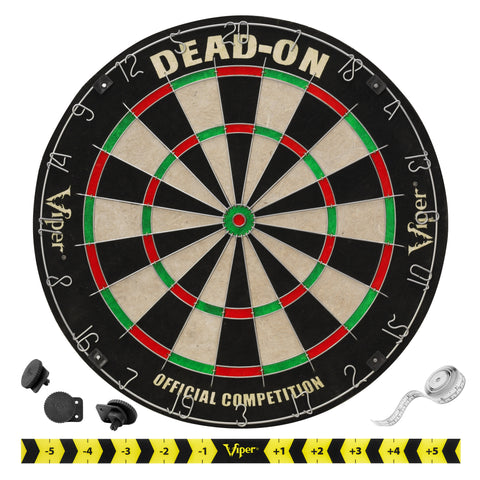 Image of Viper Hudson Dartboard Cabinet, Dead-On Bristle Dartboard, Black Mariah Steel Tip Darts 22 Grams, and Vinyl Dart Mat