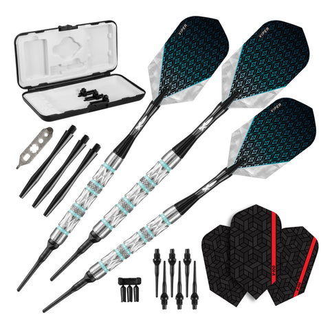 Image of Viper Diamond 90% Tungsten Soft Tip Dart Set Turquoise Rings 18 Grams