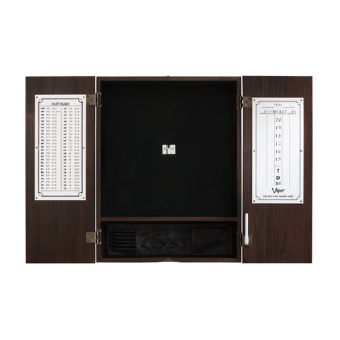 Image of Viper Shot King Sisal Dartboard, Metropolitan Espresso Cabinet, Shadow Buster Dartboard Lights & Padded Dart Mat