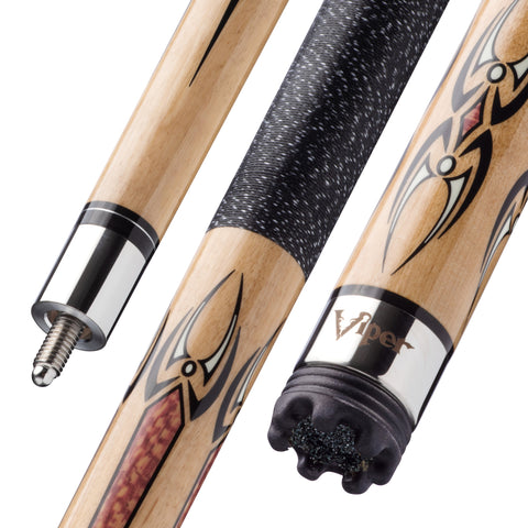 Image of Viper Sinister Series Cue with Black and White Wrap and Brown Stain