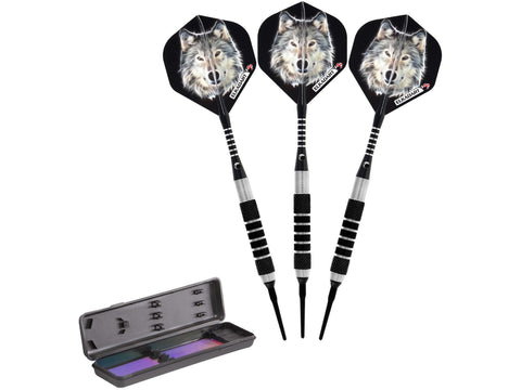 Image of Elkadart Lone Wolf Soft Tip Darts Silver With Black Knurling - HomeFitPlay