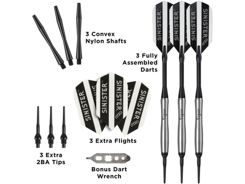 Image of Viper Sinister 95% Tungsten Soft Tip Darts Tapered Barrel 18 Grams - HomeFitPlay
