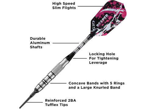 Image of Viper Grim Reaper 80% Tungsten Soft Tip Darts Black Rings - HomeFitPlay