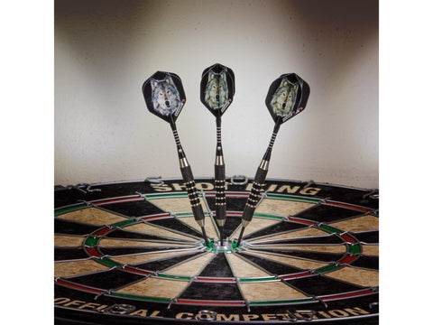 Image of Elkadart Lone Wolf Steel Tip Darts Silver With Black Knurling - HomeFitPlay