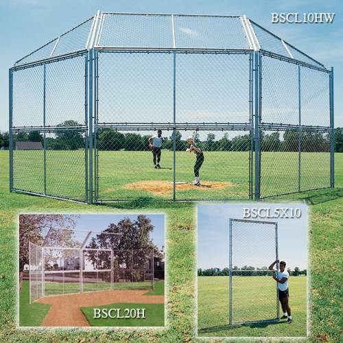 Chain Link Backstop-10' w/Hood & Wings | BSCL10HW