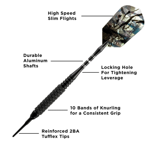 Image of Viper Black Magic Soft Tip Darts 10 Knurled Rings 18 Grams