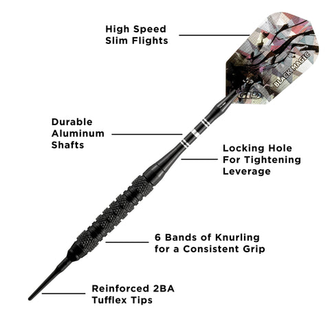 Image of Viper Black Magic Soft Tip Darts 6 Knurled Rings 18 Grams