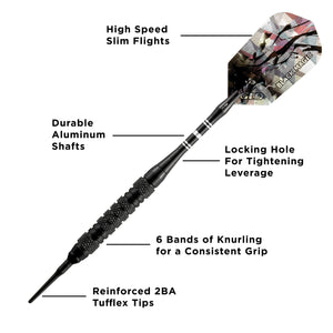 Viper Black Magic Soft Tip Darts 6 Knurled Rings 18 Grams