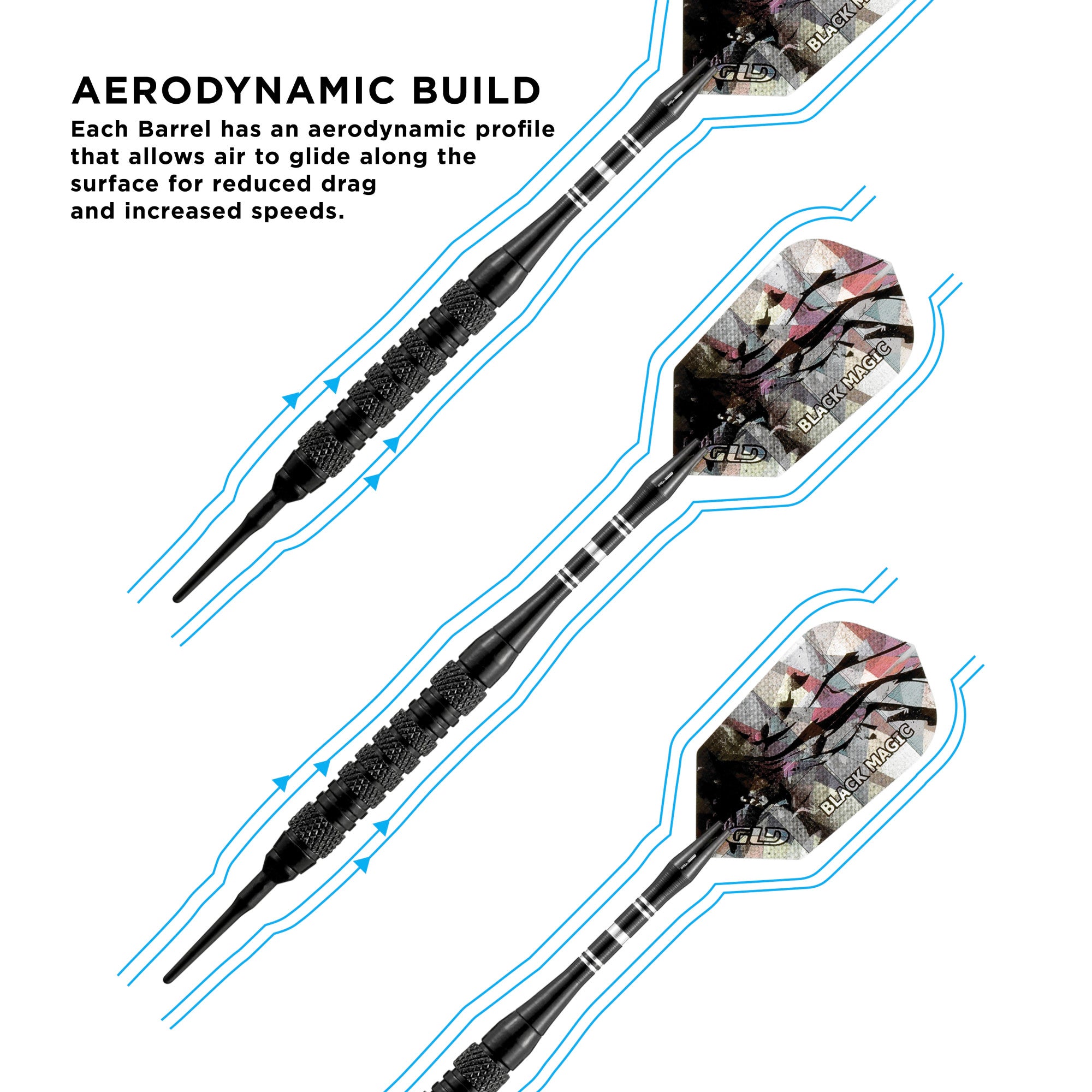 Viper Black Magic Soft Tip Darts 6 Knurled Rings 18 Grams