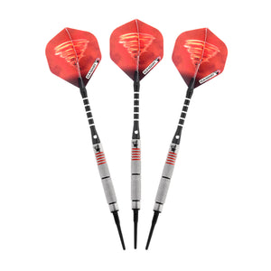 Elkadart Tornado 90% Tungsten Soft Tip Dart Set 4 Red and 2 Black Rings