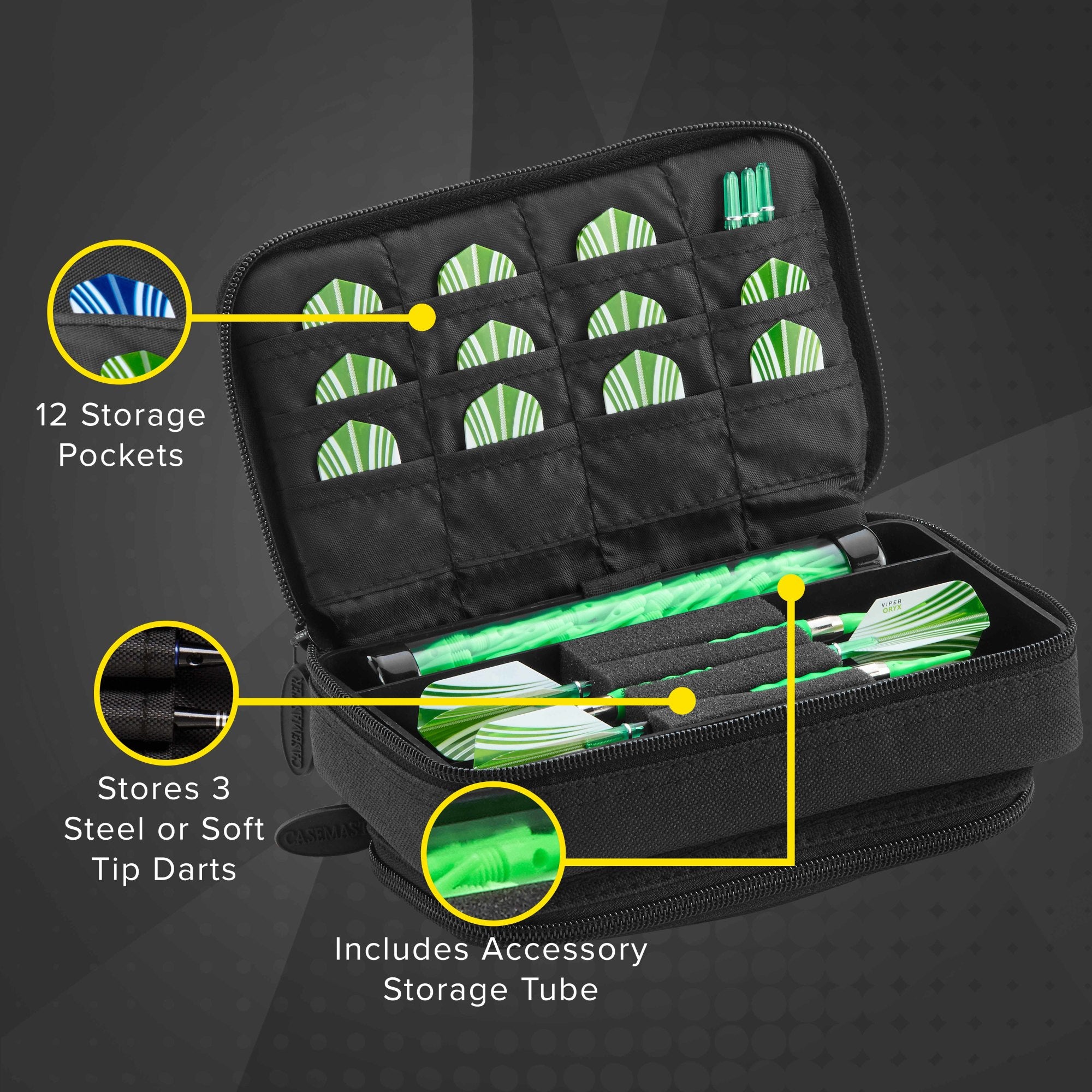 Casemaster Plazma Plus Dart Case with Black Zipper and Phone Pocket