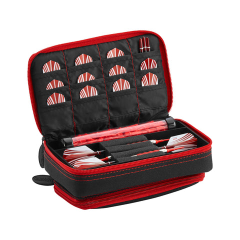 Image of Casemaster Plazma Plus Dart Case Black with Ruby Zipper and Phone Pocket
