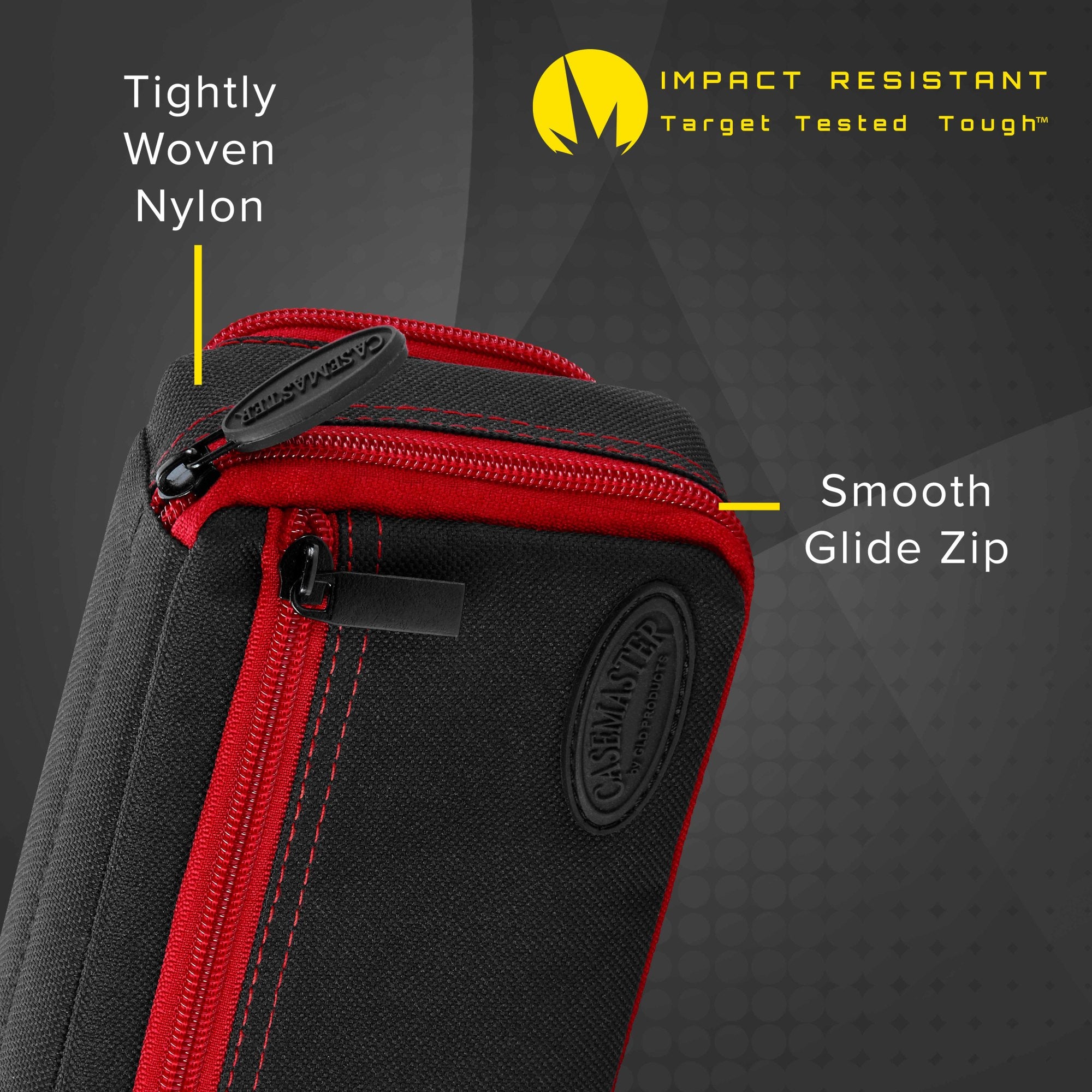 Casemaster Plazma Plus Dart Case Black with Ruby Zipper and Phone Pocket