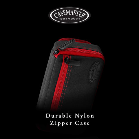 Image of Casemaster Plazma Plus Dart Case Black with Ruby Zipper and Phone Pocket