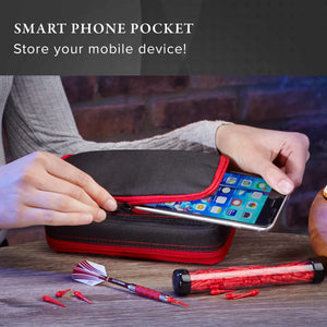 Casemaster Plazma Plus Dart Case Black with Ruby Zipper and Phone Pocket
