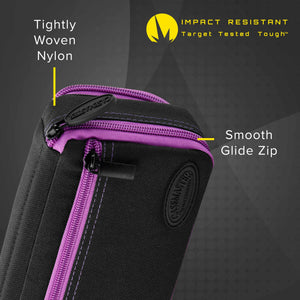 Casemaster Plazma Plus Dart Case Black with Amethyst Zipper and Phone Pocket