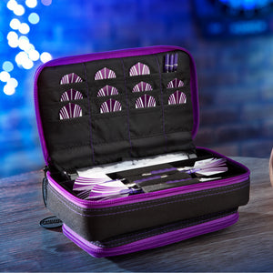 Casemaster Plazma Plus Dart Case Black with Amethyst Zipper and Phone Pocket