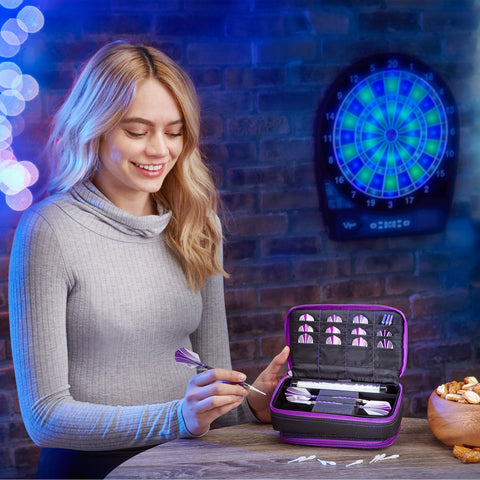Image of Casemaster Plazma Plus Dart Case Black with Amethyst Zipper and Phone Pocket