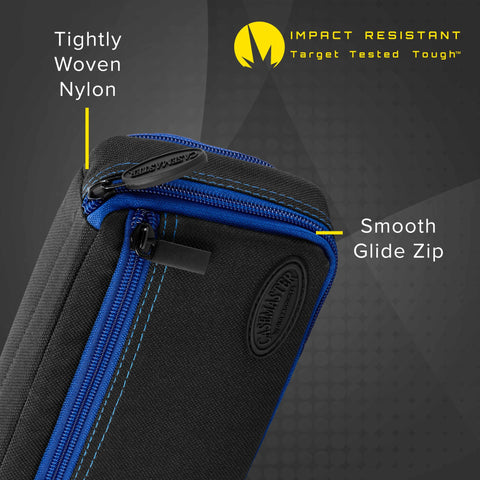 Image of Casemaster Plazma Plus Dart Case Black with Sapphire Zipper and Phone Pocket
