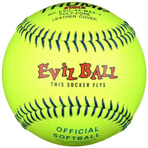 Trump® MP-EVIL-44-MAX-Y Evil Sports 12" 44/525+ Yellow Leather Cover Official Softball - One Dozen | 1394797
