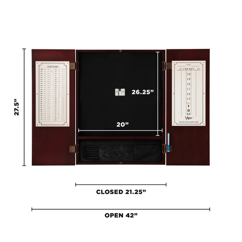 Image of Viper Dead On Sisal Dartboard, Metropolitan Mahogany Cabinet, Shadow Buster Dartboard Lights & Padded Dart Mat