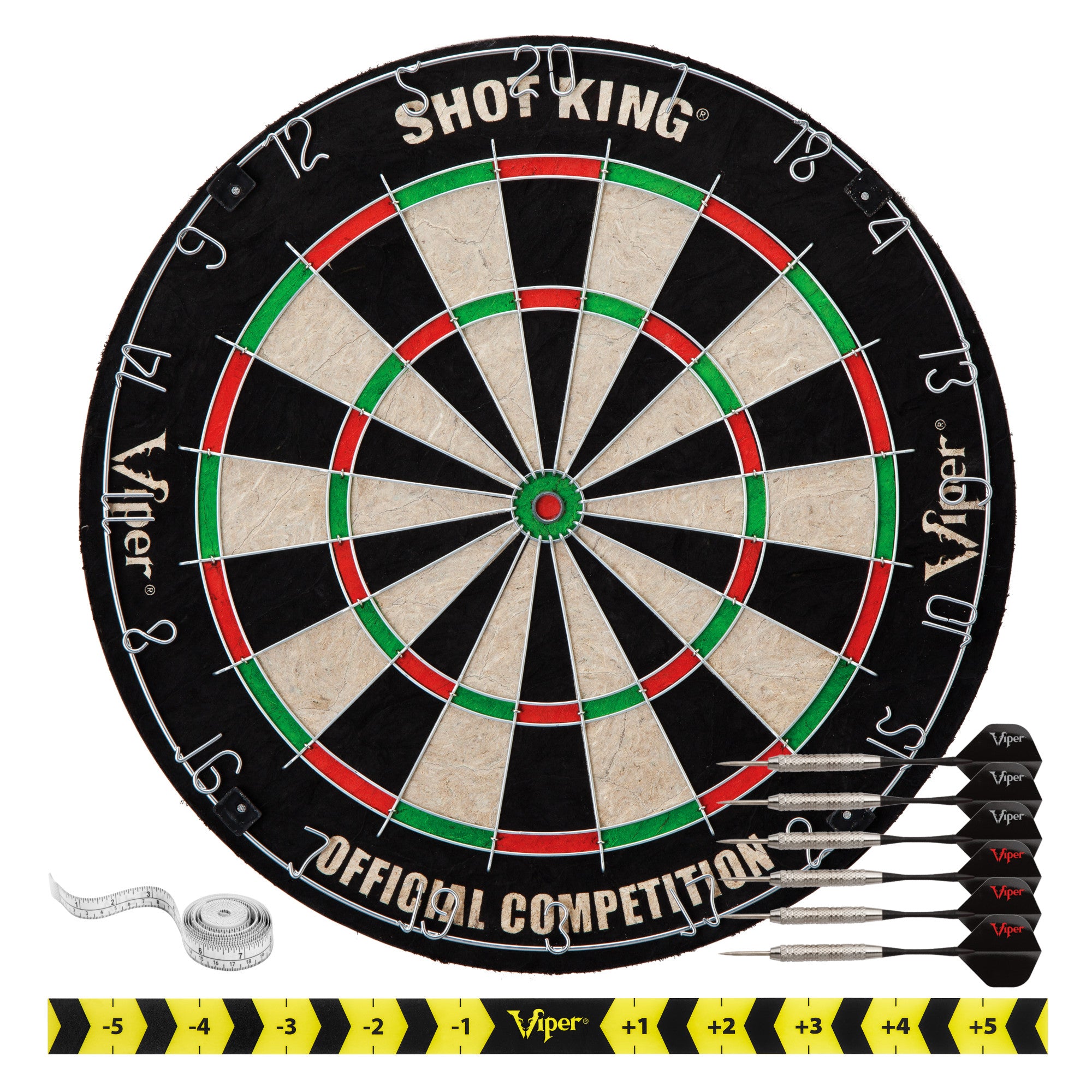 Viper Shot King Sisal Dartboard, Black Mariah 22g & Silver Thunder 25g Steel Tip Darts