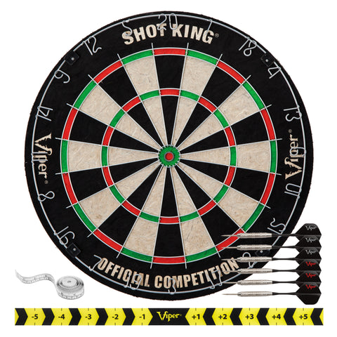 Image of Viper Shot King Sisal Dartboard, Metropolitan Espresso Cabinet, Shadow Buster Dartboard Lights & Padded Dart Mat