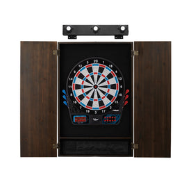 Viper 777 Electronic Dartboard, Metropolitan Espresso Cabinet & Shadow Buster Dartboard Light Bundle