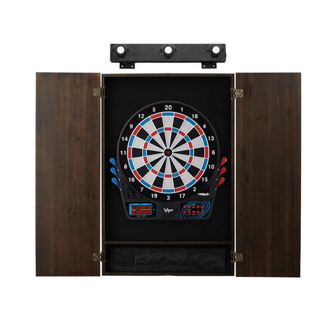 Image of Viper 777 Electronic Dartboard, Metropolitan Espresso Cabinet & Shadow Buster Dartboard Light Bundle