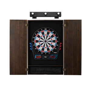 Viper 777 Electronic Dartboard, Metropolitan Espresso Cabinet & Shadow Buster Dartboard Light Bundle