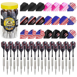 Fat Cat 21 Darts in a Jar Steel Tip 20 Grams with Patriot Dart Flights