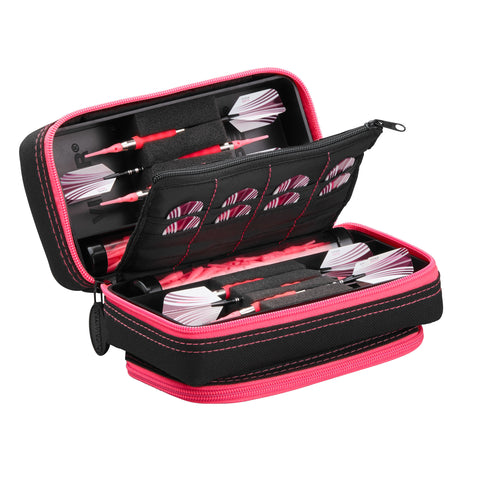 Image of Casemaster Plazma Pro Dart Case Black with Pink Zipper and Phone Pocket