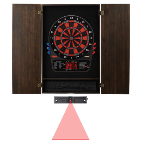 Image of Viper Metropolitan Espresso Soft Tip Dartboard Cabinet, 800 Electronic Dartboard, and Dart Laser Line