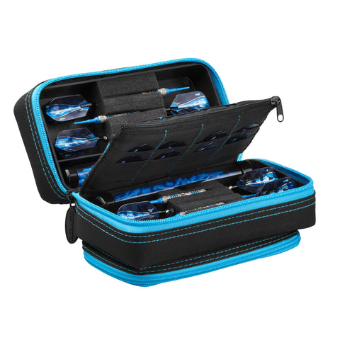 Image of Casemaster Plazma Pro Dart Case Black with Blue Zipper and Phone Pocket