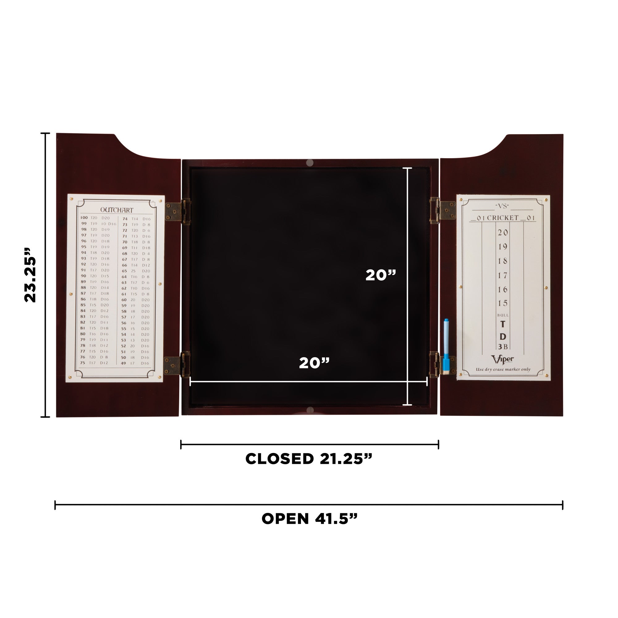 Viper Hudson Dartboard Cabinet, Dead-On Bristle Dartboard, Black Mariah Steel Tip Darts 22 Grams, and Vinyl Dart Mat
