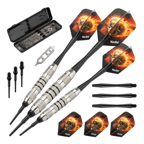 Image of Viper Neptune Electronic Dartboard, "The Bull Starts Here" Throw Line Marker, Blazer 16g Soft Tip Darts, Dart Tip Remover Tool & Tufflex II Black Dart Tips