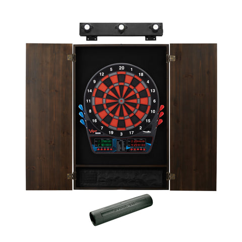 Image of Viper Orion Electronic Dartboard, Metropolitan Espresso Cabinet, Dart Mat & Shadow Buster Dartboard Light Bundle