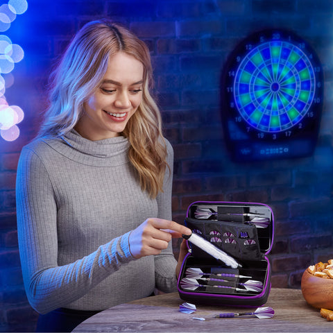 Image of Casemaster Plazma Pro Dart Case Black with Amethyst Zipper and Phone Pocket